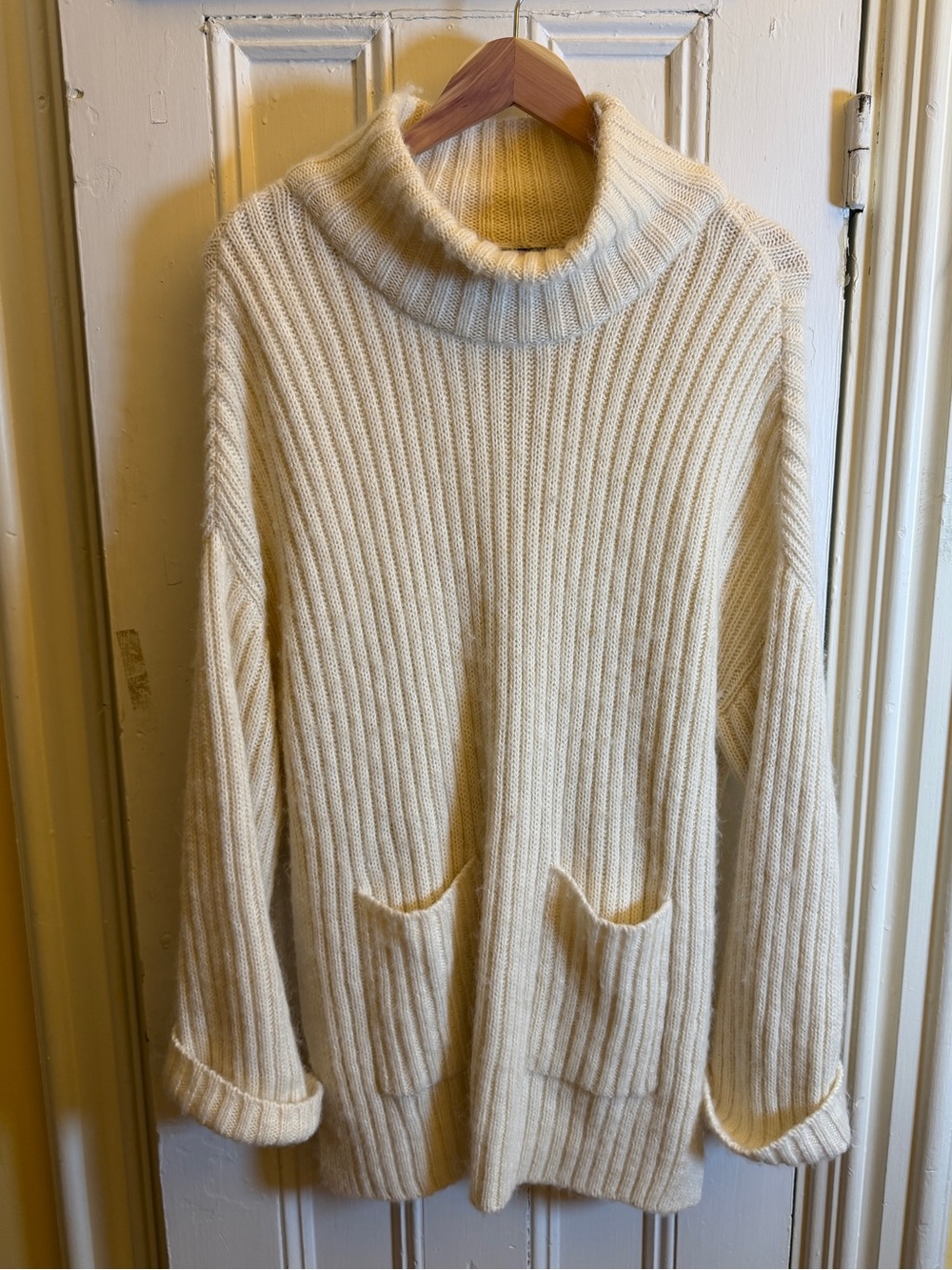 Peruvian Connection Rib Knit Alpaca Blend Oversized Turtleneck Sweater 18